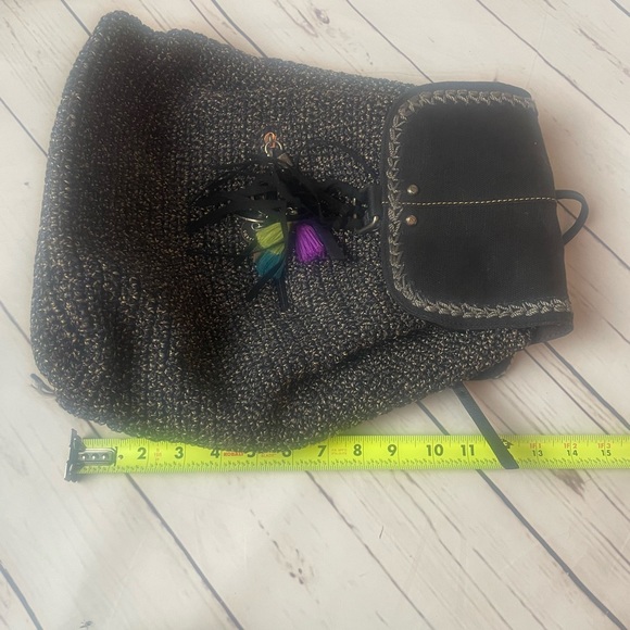 The Sak Avalon Navy Blue White Crochet Backpack Boho Hippie - Picture 5 of 8